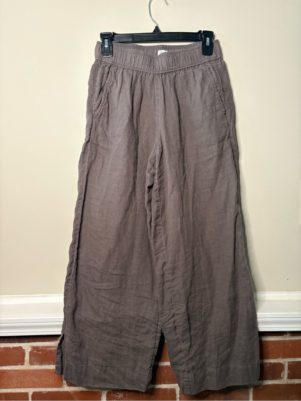 Sigrid Olsen Women’s 100% Linen Wide-Leg Ankle Pants in Taupe Green